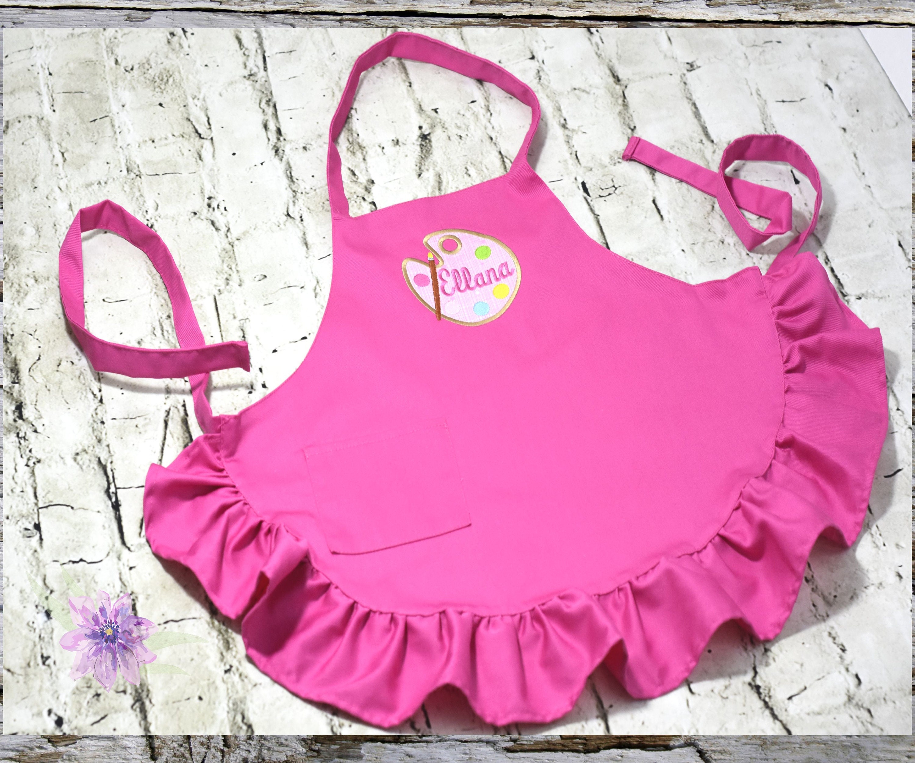 Paint Palette Girls Apron, Kids Personalized Apron, Kids Painting Apron, Girls Cooking Apron, Crafting Apron, Custom Personalized Aprons