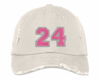 Personalized Varsity Jersey Number Dad Hat, Custom College Numbers Baseball Cap, Sports Player Number Hat, Faux Chenille Embroidery Gift