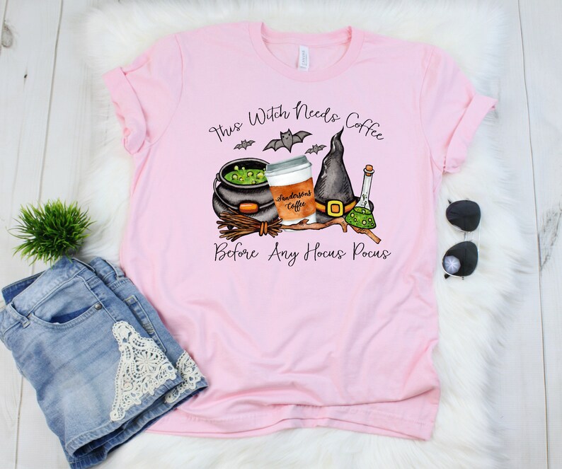 Cute Mom Coffee Shirt Fall Autumn Coffee Lover Tees Hocus Pocus Women/'s Halloween Shirt This Witch Needs Coffee Before Any Hocus Pocus