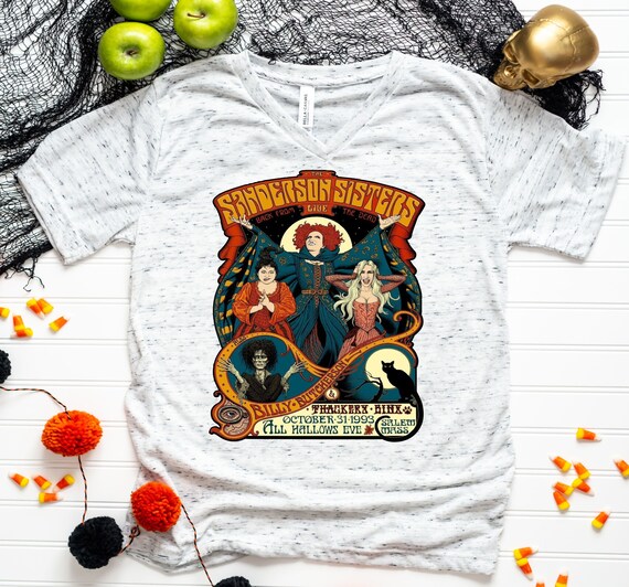 Sanderson Sisters Vintage Witch Poster Shirt, Halloween Tee Shirt, Hocus Pocus T Shirt, Cute Autumn Tees, Fly Broom Witches, Fall Gift Ideas