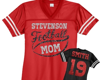 Custom Football Mom Jersey, Personalized Football Spirit wear Apparel, Stadium Fan Jersey, Sports Team Replica Jersey, Womens Sports Shirts