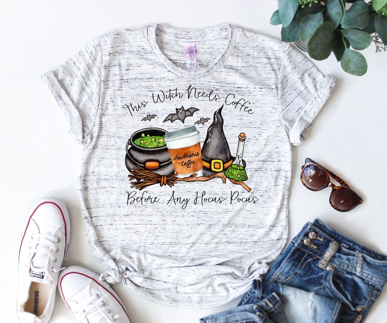 Cute Mom Coffee Shirt Fall Autumn Coffee Lover Tees Hocus Pocus Women/'s Halloween Shirt This Witch Needs Coffee Before Any Hocus Pocus