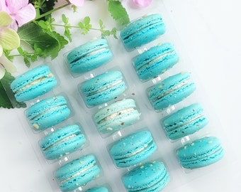 Blue Macarons 15 quantities vanilla almond cake flavor