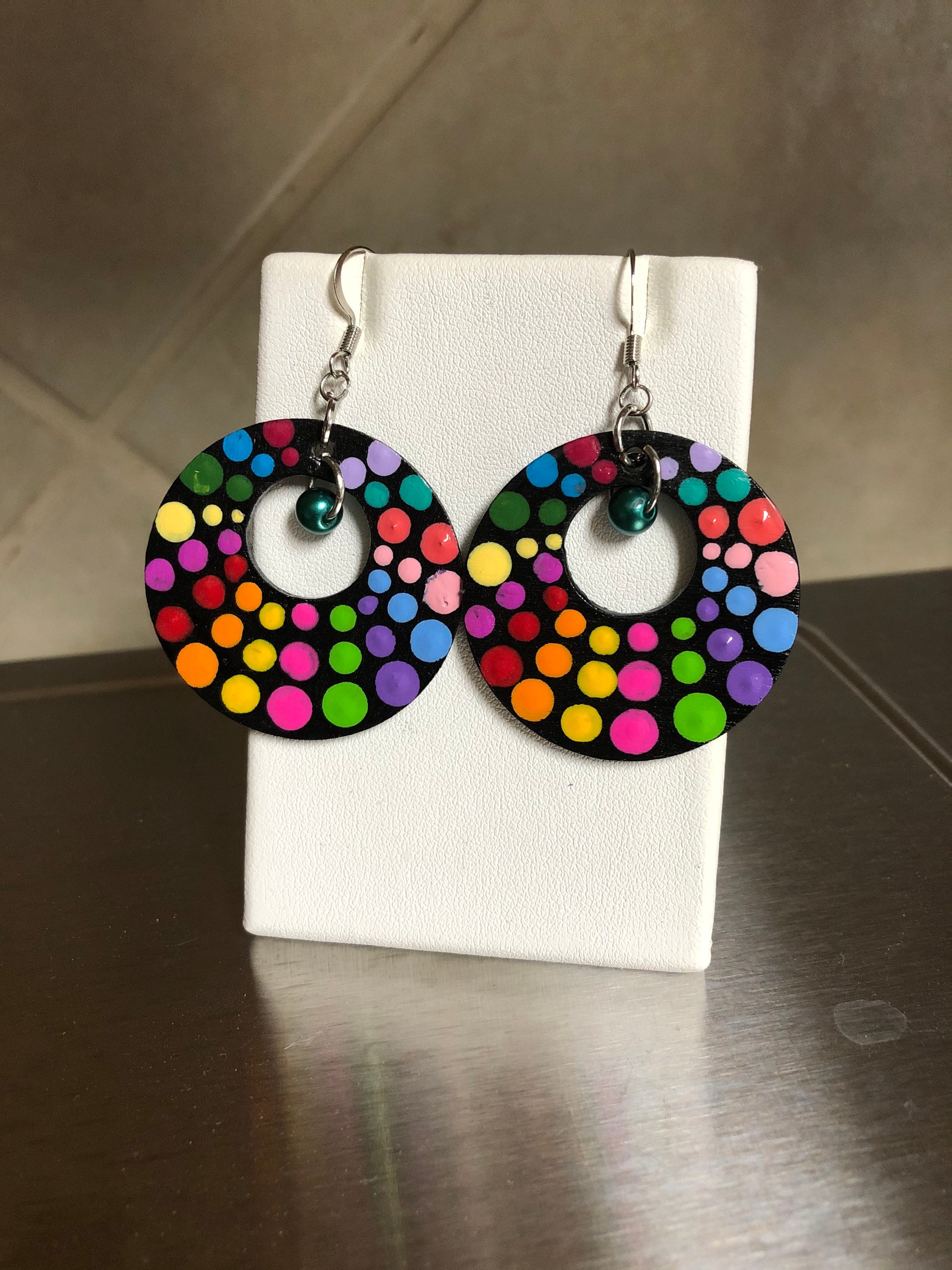 Earrings 6 Various Hand Painted Wood Earrings Options Etsy