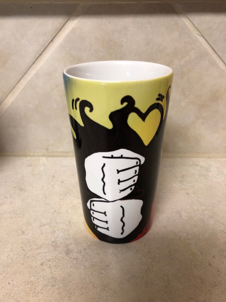 12 oz tall Coffee mug blueredyellow blended