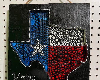 12’’ Texas cutout wood with dots painted