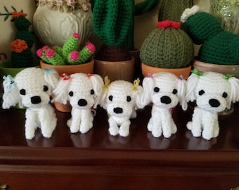 Handmade Crochet Amigurumi dog Maltese Puppies!