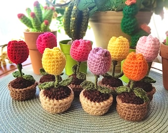Crochet Amigurumi flower | Tulip w/ Vase