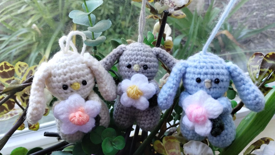 Crochet Baby Bunny Key Ring - Etsy