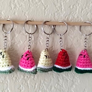 Crochet mini watermelon keychain