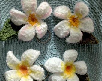 Crochet Plumeria Key ring