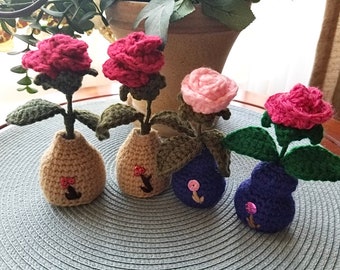 Crochet Flower - Crochet Rose - Rose in a Vase