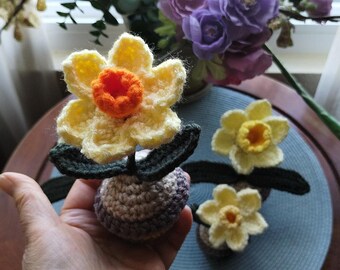 Crochet Daffodil Flower Pots