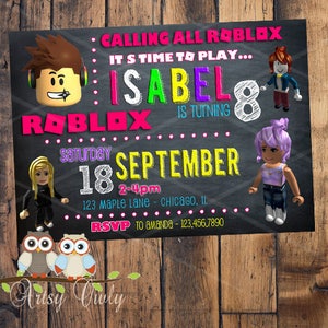 Roblox Birthday Invitation With Photo And Your Roblox Etsy - roblox sab jacket