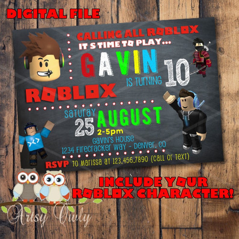 Roblox Birthday Invitation With Your Character Personalized Etsy - 