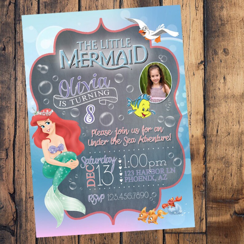 Little Mermaid Birthday Invitation Little Mermaid Invitation Etsy - image 0