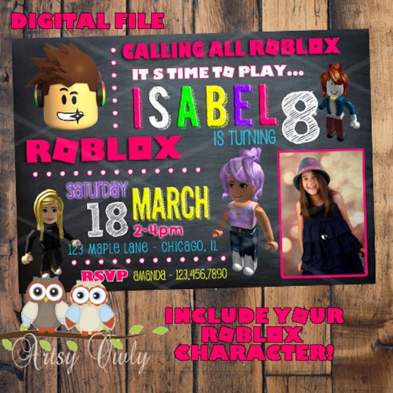 Roblox Birthday Invitation With Photo And Your Roblox Etsy - il roblox