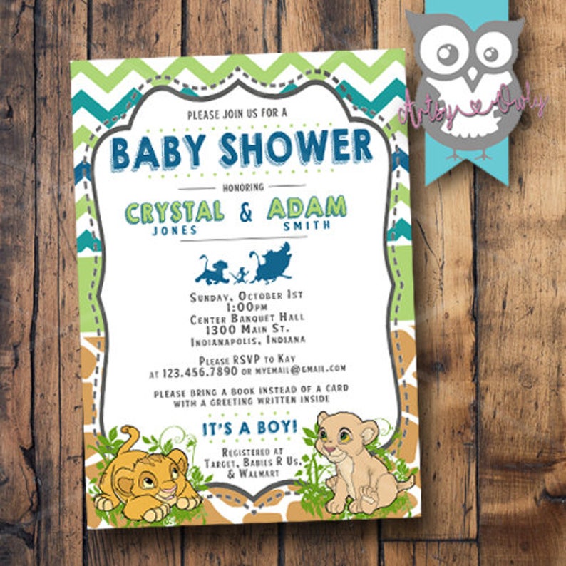 Lion King Baby Shower Invitation Etsy