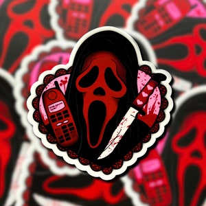 Horror Movie Sticker, Heart Sticker, Ghost Killer, Slasher Movie, Halloween Sticker, Spooky Season, Stationary