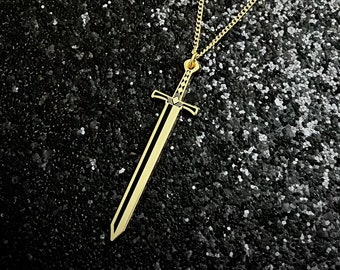 Gold Sword Necklace, Sword Pendant, Witchy Jewelry, Gothic Jewelry, Sword Jewelry, Medieval Sword, Viking Sword, Gothic Sword