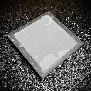 Moon & Stars Post it Note, Moon Sticky Notes, Moon Stationery, Stars Stationery, Black Stationery, Cloud Stationery