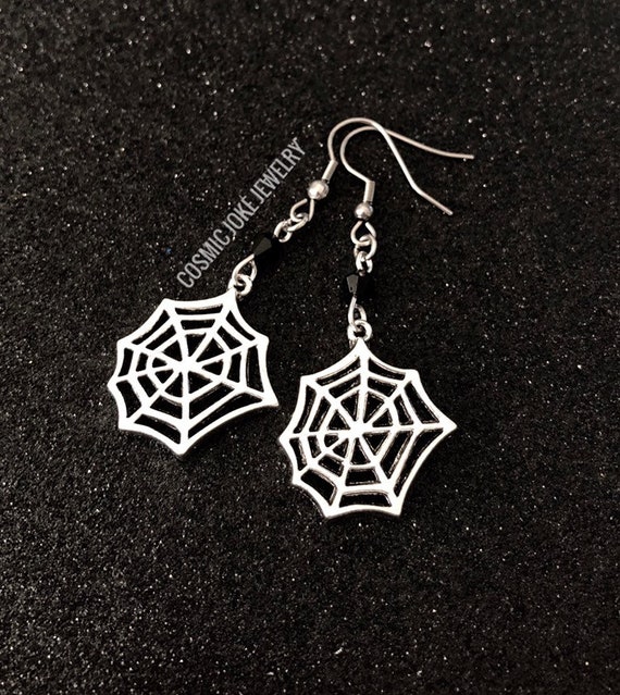 Spider Web Earrings, Spider Web Jewelry, Web Earrings, Spider Jewelry, Witchy Earrings, Gothic Jewelry, Silver Spider Web