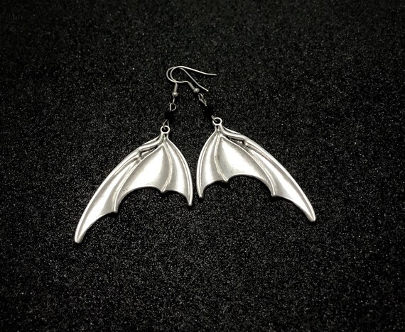 Bat Wing Earrings, Bat Jewelry, Witchy Jewelry, Gothic Jewelry, Gothic Earrings, Goth, Silver Bat, Bat Wing, Halloween Jewelry,