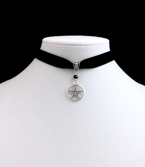 Pentagram Choker, Black Velvet Choker, Gothic Jewelry, Pentagram Necklace, Silver Pentagram, Goth Jewelry, Gothic Choker, Pentacle, Wicca