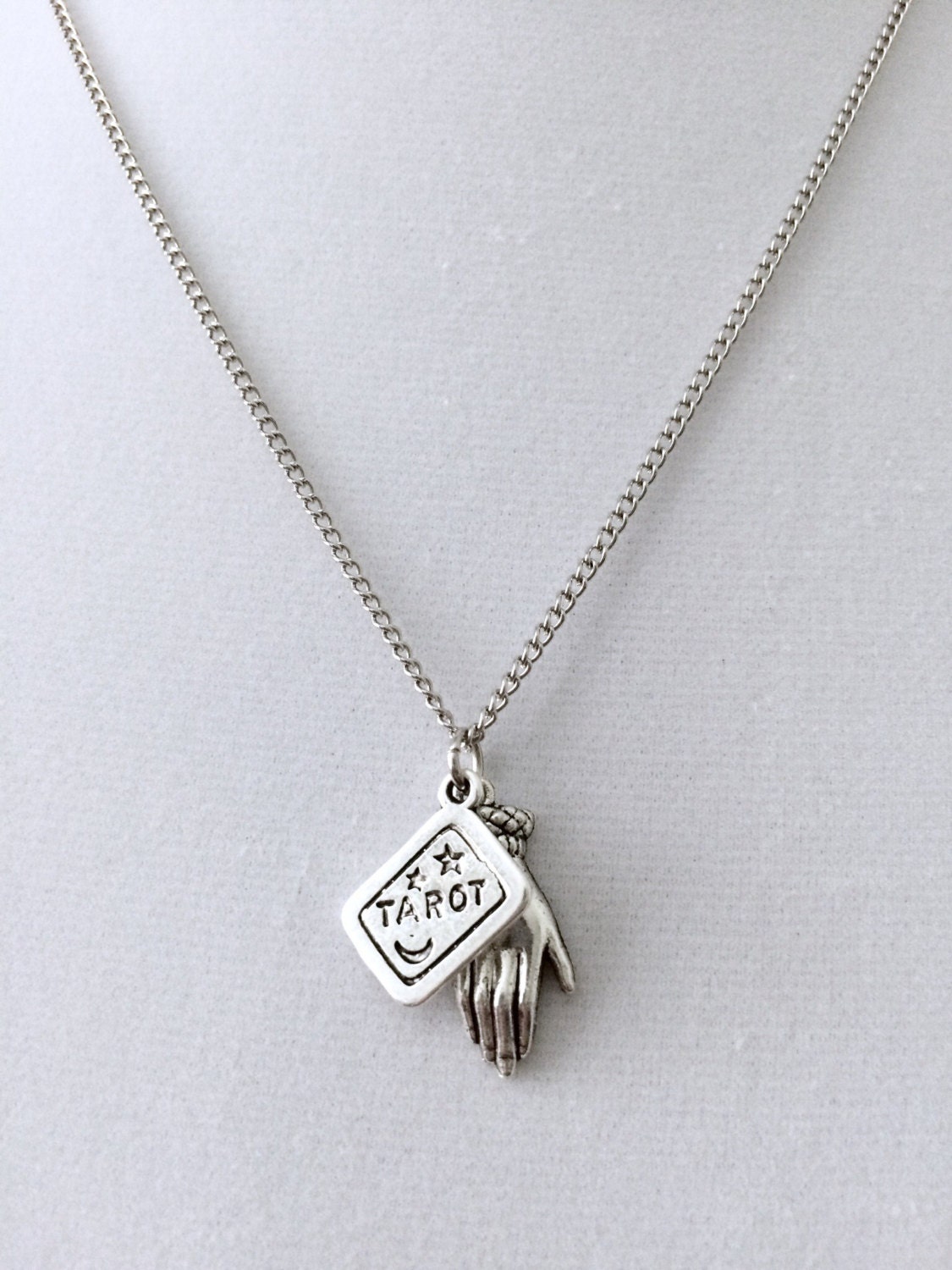 Tarot Necklace, Tarot Reader, Palmistry, Fortune Tellar, Palm Reader, Gothic Jewelry, Tarot Card Charm, Alternative Jewelry