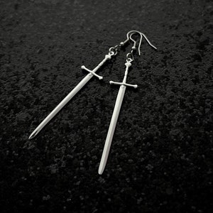 Sword Earrings, Sword Jewelry, Goth Jewelry, Dark Academia, Silver Swords, Medieval Swords, Dark Romantic, Victorian Gothic