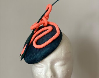 Women’s Derby Hat | Green & Neon Orange | One of a kind hat