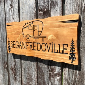 Carved Wooden Cabin Sign: Pine Tree Lakehouse Decor
