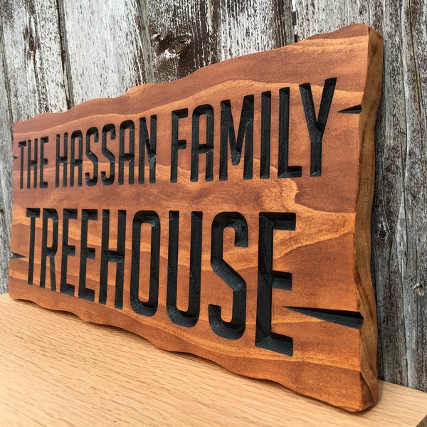 Personalized Treehouse Sign Playhouse Sign Treehouse Custom Wood Sign Outdoor Custom Carved Sign Tree Fort Sign Carved Wood Sign Kids Sign