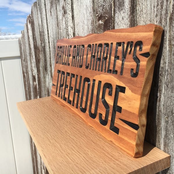 Personalized Treehouse Sign Playhouse Sign Treehouse Custom Wood Sign Outdoor Custom Carved Sign Tree Fort Sign Carved Wood Sign Kids Sign