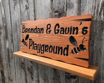 Personalized Treehouse Sign Playhouse Sign Treehouse Custom Wood Sign Outdoor Custom Carved Sign Tree Fort Sign Carved Wood Sign Kids Sign