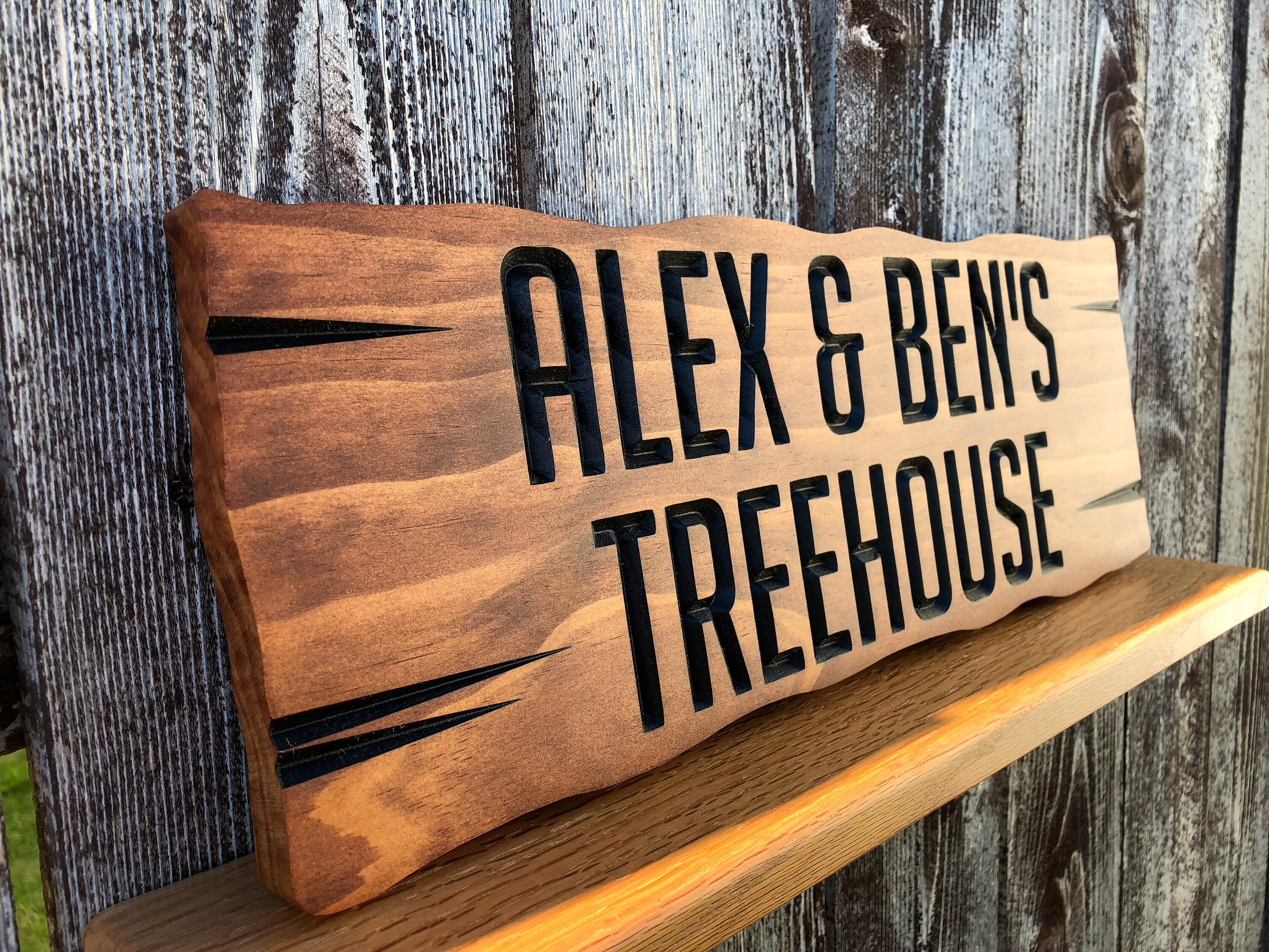 Personalized Treehouse Sign Playhouse Sign Treehouse Custom Wood Sign Outdoor Custom Carved Sign Tree Fort Sign Carved Wood Sign Kids Sign