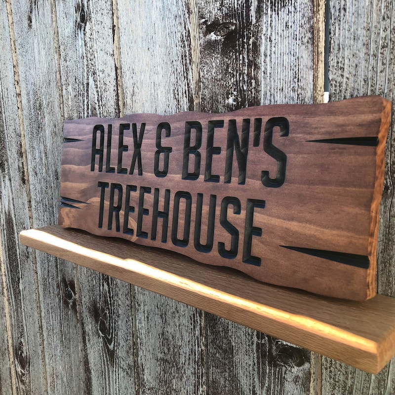 Personalized Treehouse Sign Playhouse Sign Treehouse Custom Wood Sign Outdoor Custom Carved Sign Tree Fort Sign Carved Wood Sign Kids Sign