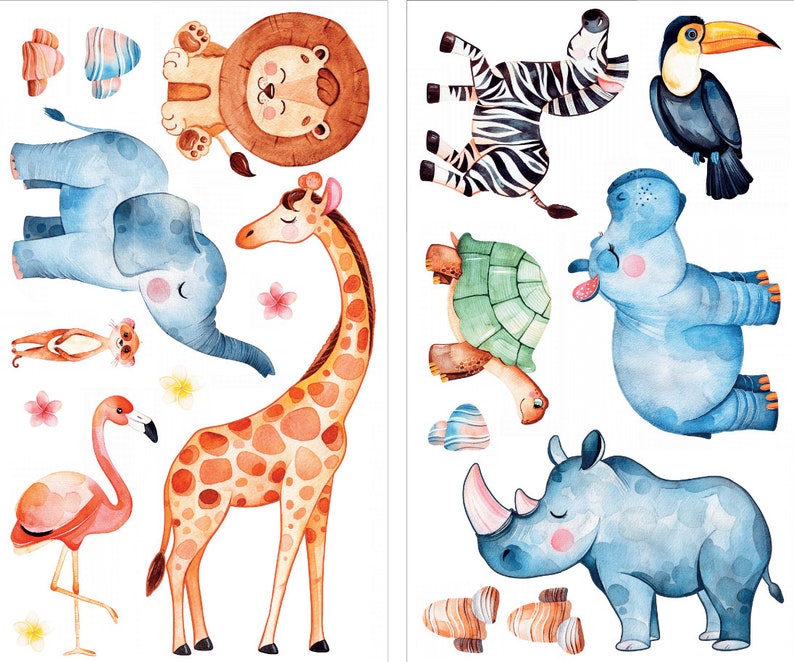 Zoo Animals Decal Set Removable wall decal/sticker set Etsy