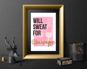 Glitter Art Hustle Hard Girl Glitter Printable Pink Gold Etsy