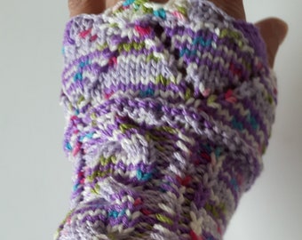 Gants tricotés Wrist Warmers Womens Arm warmers lila Vegan gloves