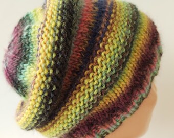 Hat knitted chunky multicolour, winter hat, beanie, womens gift,ready to ship