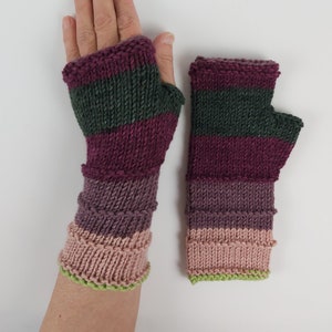Women Fingerless Gloves Mittens Long Arm Warmers  Women Fingerless Wrist Multicolored Gloves Knitted Gloves Vegan Gloves Ready to ship