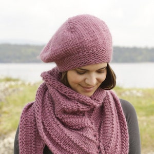 Women&#39;s chunky hand knit wool beret Winter hand knit women&#39;s hat  Knit Hat for women Cozy wool hat