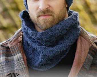 Sciarpa in lana di alpaca con cappuccio lavorato a maglia da uomo