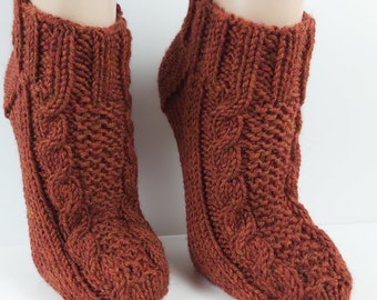 Handknit Wool Slipper Socks  Knit Indoor socks  Socks for Sleep  Knitted Wool Slipper Socks  Wool socks for women