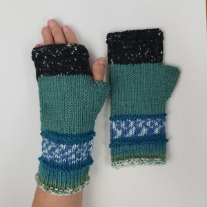 Wool Fingerless Gloves Mittens Long Arm Warmers  Women Fingerless Wrist Multicolored Gloves Knitted Gloves Handmade  Ready to ship