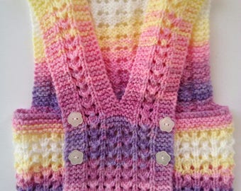 Knit Baby  Girl Toddler Tank Top Vest Sleevles Sweater Cable baby Acrylic Yarn