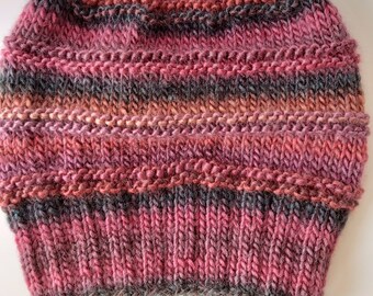 Hat knitted chunky multicolour, winter hat,slouchy beanie, womens gift,colored hats ,ready to ship