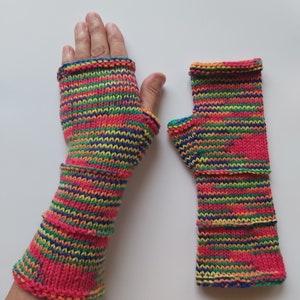 Women Fingerless gloves Mittens Long Arm Warmers  Women Fingerless Wrist Multicolored gloves Knitted gloves Vegan gloves Ready to ship