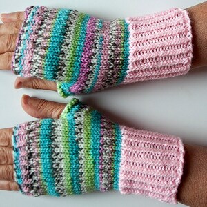 Women Fingerless gloves Mittens Long Arm Warmers  Women Fingerless Wrist Multicolored gloves Knitted gloves Ready to ship